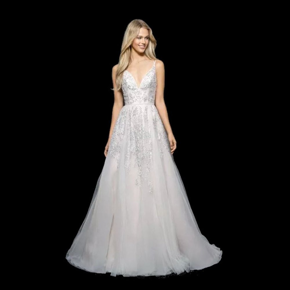 Hayley Paige Marni Bridal Size 12 Wedding Dress Gown Crystal Sequin Alabaster